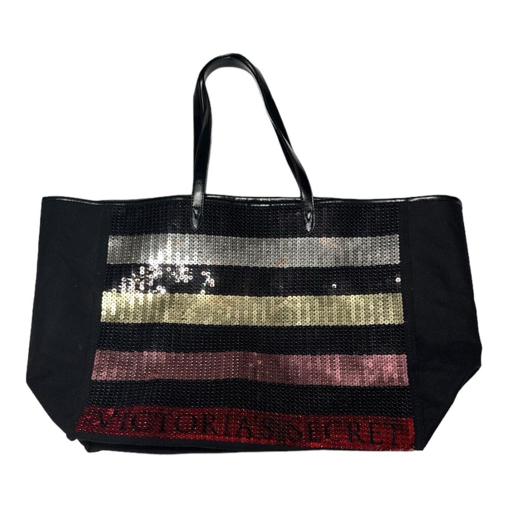 VICTORIA'S SECRET SEQUIN STRIPE WEEKENDER BAG GETAWAY‎ LARGE TOTE